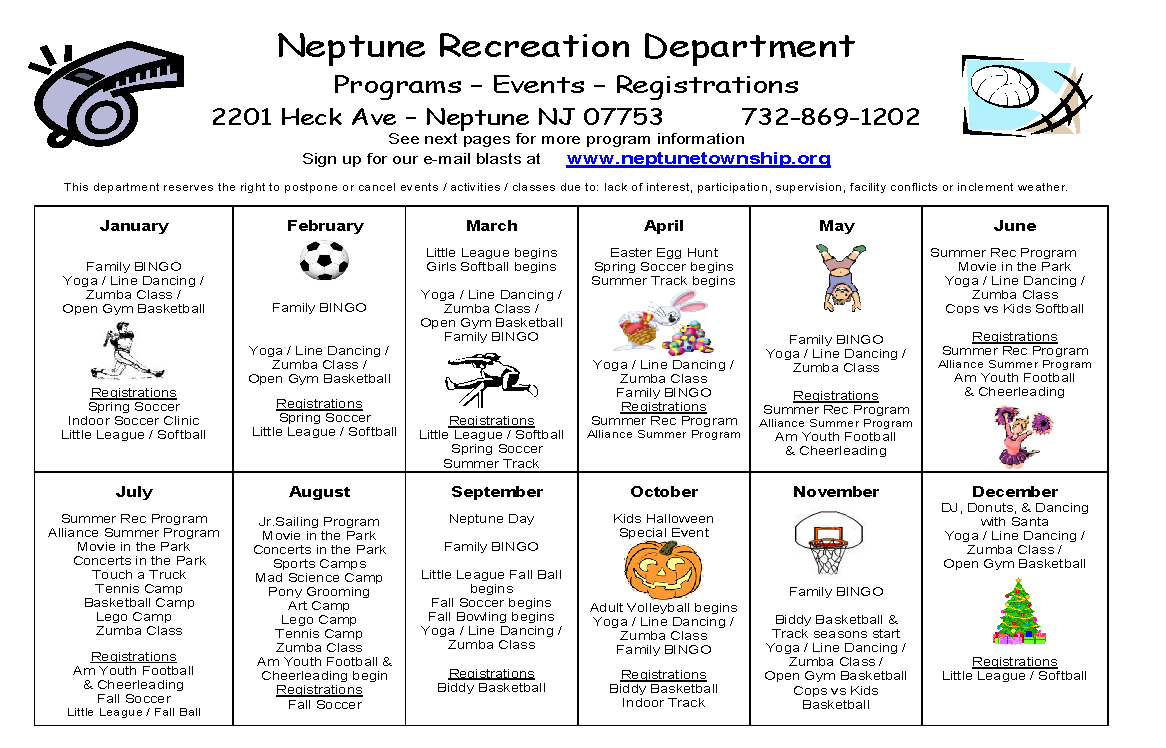 Recreation Calendar Neptune Township